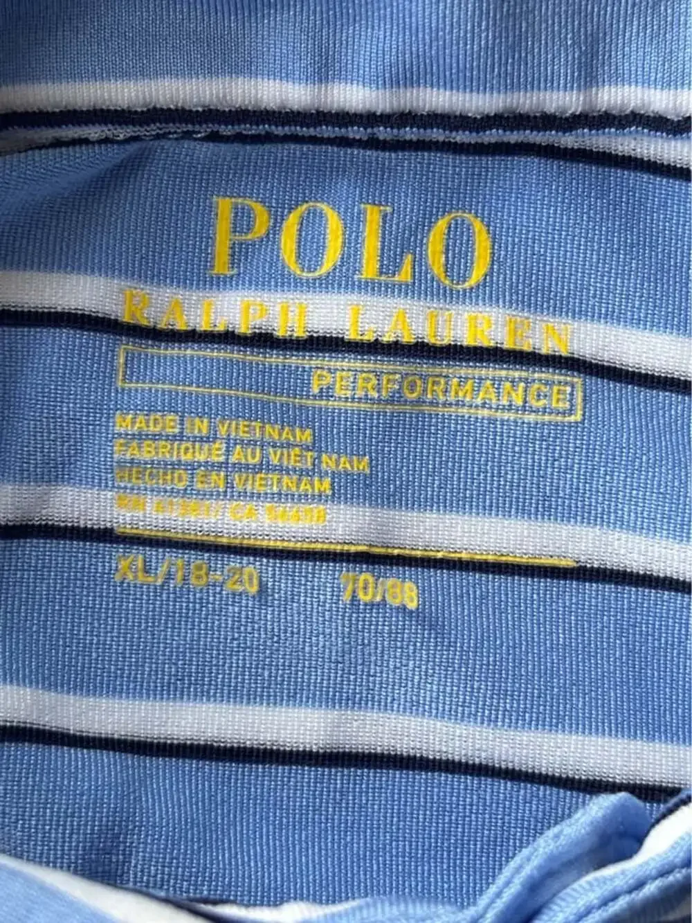 Polo Ralph Lauren Boys XL (18-20) Performance Striped Chest Pocket Polo